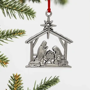 1Pc Metal Christmas Tree Ornaments, Alloy Birth Christmas Ornaments, Christmas Tree Ornaments, Christmas Home Decorations